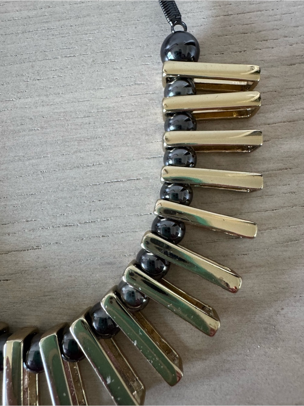 Express Gunmetal and Gold-Tone Fringe Bar Necklace - Picture 4 of 10
